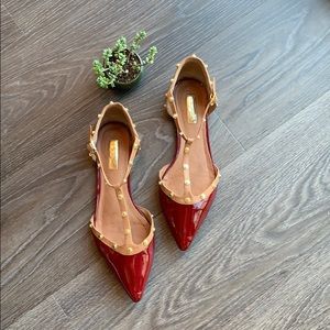 Halogen rock-stud flats in red size 8.5